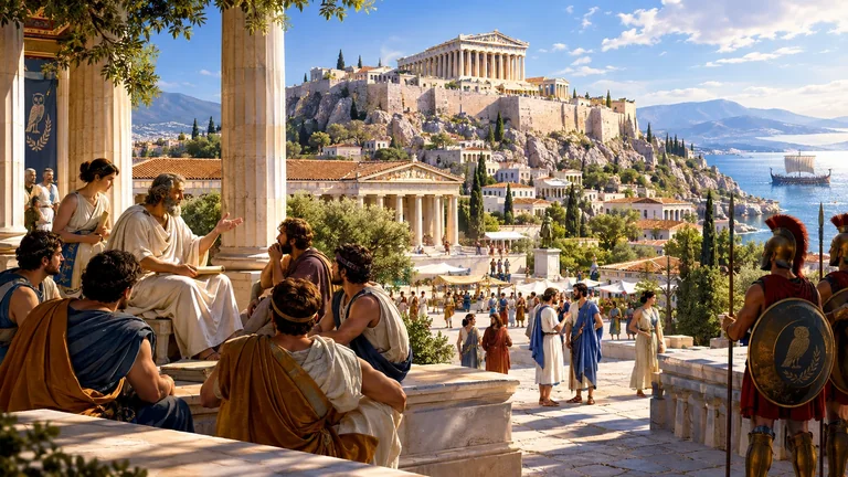 Illustration : La Grèce antique — cités, démocratie, conquêtes